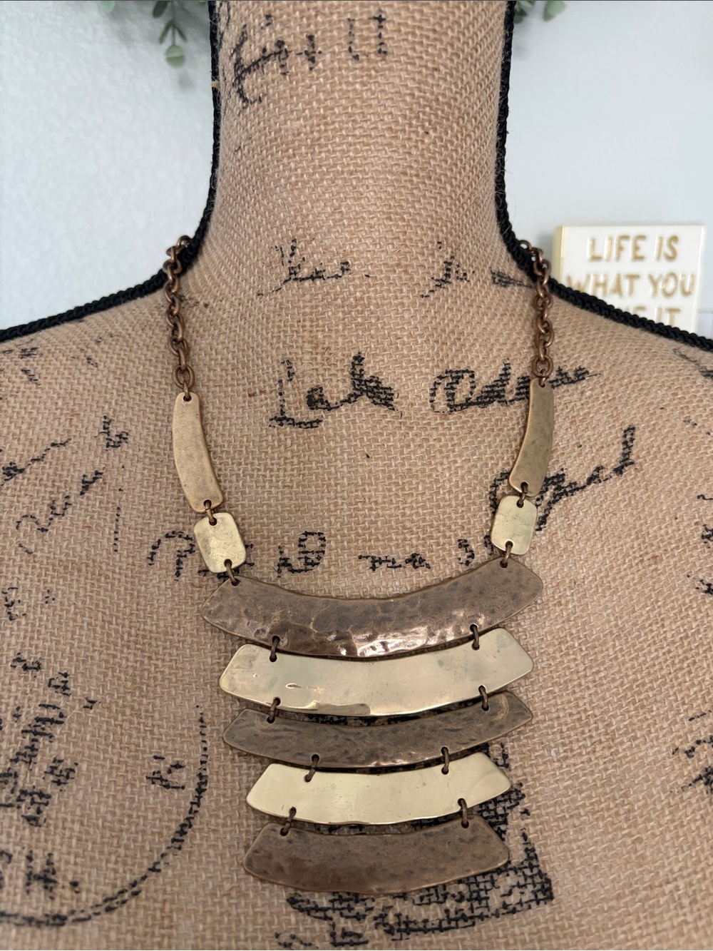Chico's Mixed Metal Layered Hammered Necklace - Gold